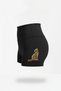 High Waist Black Yoga Pilates Athlete Mini Leggings – Polyamide Fabric Gold Cat Figure Pattern Women's Leggings - 2