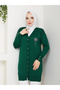 Women's Long Sleeve Knit Cardigan with Stone Detail on the Chest and Buttons - 5