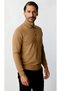 Beige Standard Fit Slim Fit Polo Collar Buttoned Plain Long Sleeve Knitwear - 3