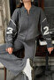 Women's Sporty Chic Knit Tracksuit Set Gray – Zippered Top, Wide-Leg Bottom