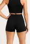 High Waist Black Yoga Pilates Athlete Mini Leggings – Polyamide Fabric Gold Cat Figure Pattern Women's Leggings - 3