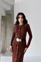 Buttoned Dress with Brown Rubber Belt Detail - 2