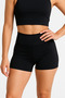 High Waist Black Yoga Pilates Athlete Mini Leggings – Women's Leggings with Polyamide Fabric and Gold Lotus Pattern - 4