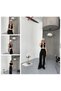 Women's Clothing Black Color White Striped Crop Top and High Waist Detailed Pants Two Piece Set - 4