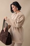Buy Cashmere Beige Coat with Elasticated Waist and Lined Interior - 3