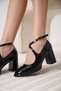 Cali Black Patent Leather Women's Heeled Shoes - 4