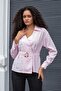 Women's Silky Textured Lycra-Free Modal Fabric Collared Wrap Belted Stylish Blouse-Pink