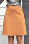 High Waist Lightweight Stretch Fabric Fabric Knee Length Bell Skirt-Tan - 5