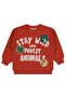 Civil Boy's Stay Wild Animal Printed Sweatshirt |   School Nursery and Daily Use - Orange