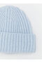 Alita City Lcw Accessories Blue Knitwear Plain Women's Beanie with a Difference - 2