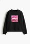 Sassy Printed Hoodless Relaxed Fit Women's Black Sweatshirt - 3