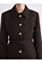 Two Mt Shop Quality Raşi̇t Bagzi̇bağli X Brown Tweed Plain Standard & Regular Women's Jacket - 6