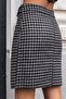 Women's Thick Tweed Fabric Houndstooth High Waist Buttoned Skirt-Anthracite Houndstooth - 5