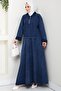 Zippered Tunic Skirt Jeans Double Set 1643 - Blue - 6