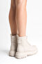 Meliveva Beige Women's Rustic Zippered Staple Detailed Casual Boots - 8