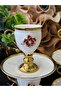 6-Piece Stone-Set Red Rose Brooch-Decorated Gilt-Footed Porcelain Coffee Cup Set 90 ml - 7
