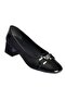V250632308 Black Patent Leather Thick Low Heel Women's Shoes - 6