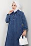Shirt Collar Pocketed Denim Dress 1640 - Blue - 2