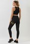 Black Women's Yoga Pilates Set – 100% Polyamide Fabric Gold Balance Pattern Sports Top and Leggings