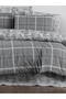 Sapphire Gray Single Ranforce Cotton Fitted Sheet Duvet Cover Set - 3