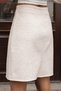 Women's Thick Stretchy Fabric High Waist Above Knee Bell Skirt-Cream - 7