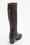 Women's Stretch Elastic Blunt Toe Heeled Boots Real Leather Br 88068 Brown - 3