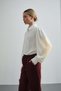Women's Hidden Placket Crepe Balloon Sleeve White Shirt - 5