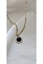 Stainless Steel Chain Zircon Inlays Black Stone Necklace - 2