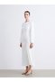 Vizyon New Season Crew Neck Gathered Crepe Dress - 5