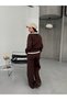 Women's Striped Detail Zippered Cardigan and Pants Knitwear Set - 6