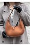 Women's Patent Leather Baguette Zipper Closure Strap Detailed Shoulder Bag Suede Navy Blue - Patent Leather Black - White - 3