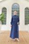 Women's Clothing Tie-Up Detailed Buttoned Long Dress - 4