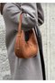 Women's Patent Leather Baguette Zipper Closure Strap Detailed Shoulder Bag Suede Navy Blue - Patent Leather Black - White - 4