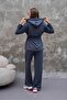Women's Waist Drawstring Pocket Detailed Zippered Modal Two-Piece Set - 3