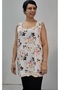 Cream Floral Print Thick Strap Combed Viscose T-Shirt - 3