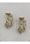 Steel Zircon Stone Baguette Earrings - 3