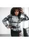 Collarless Jacquard Knitwear Gray Colored Long Sleeve Sweater