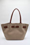 Women's Beige-Tan Large Size Faux Leather Magnet Closure Long Strap Hand and Shoulder Bag - 2