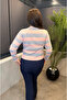 Pink&Gray Stripe Detailed Cardigan - 4