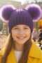 Girl's 6 - 14 Years Old Corded Fabric Beanies with Pompoms Children's Beanie - 4