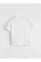 Alita City Lcw Kids Ecru Oval Collar Girls' T-Shirt with a Difference - 3