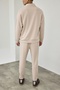 Premium Men's Modal Fabric Half-Zip Mock Neck Greenish Beige Top and Bottom Set Ls-87009 - 5