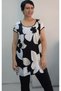 White, Black, Ecru Floral Print, All-Over Print, Low-Sleeve Combed Viscose T-Shirt - 5