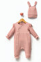 2-Piece Baby Girl Romper with Hat and Lace Detail