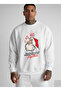 White Sweatshirt Unisex Oversized Crew Neck Ho Ho Ho Santa Claus Print