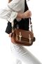 Women's Double Buckle Detailed Stylish Multi-Compartment Crossbody Hand and Shoulder Bag