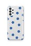 Samsung Galaxy A52 Compatible Blue Flower Pattern Transparent Phone Case