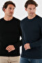 قميص قطني برقبة دائرية قصة ضيقة للرجال SWEAT 5905073S2