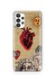Samsung Galaxy A23 Compatible Sun and Heart Collage Pattern Transparent Phone Case