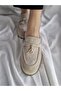 Genuine Leather Light Beige Suede Women's Stylish and Comfortable Loafer Shoes - 4